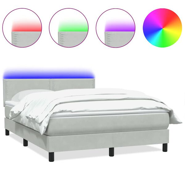 vidaXL &Kappa;&rho;&epsilon;&beta;ά&tau;&iota; Boxspring &mu;&epsilon; &Sigma;&tau;&rho;ώ&mu;&alpha; & LED &Alpha;&nu;&omicron;&iota;&chi;&tau;ό &Gamma;&kappa;&rho;&iota; 160x220 &epsilon;&kappa;. &Beta;&epsilon;&lambda;&omicron;ύ&delta;&iota;&nu;&omicron;