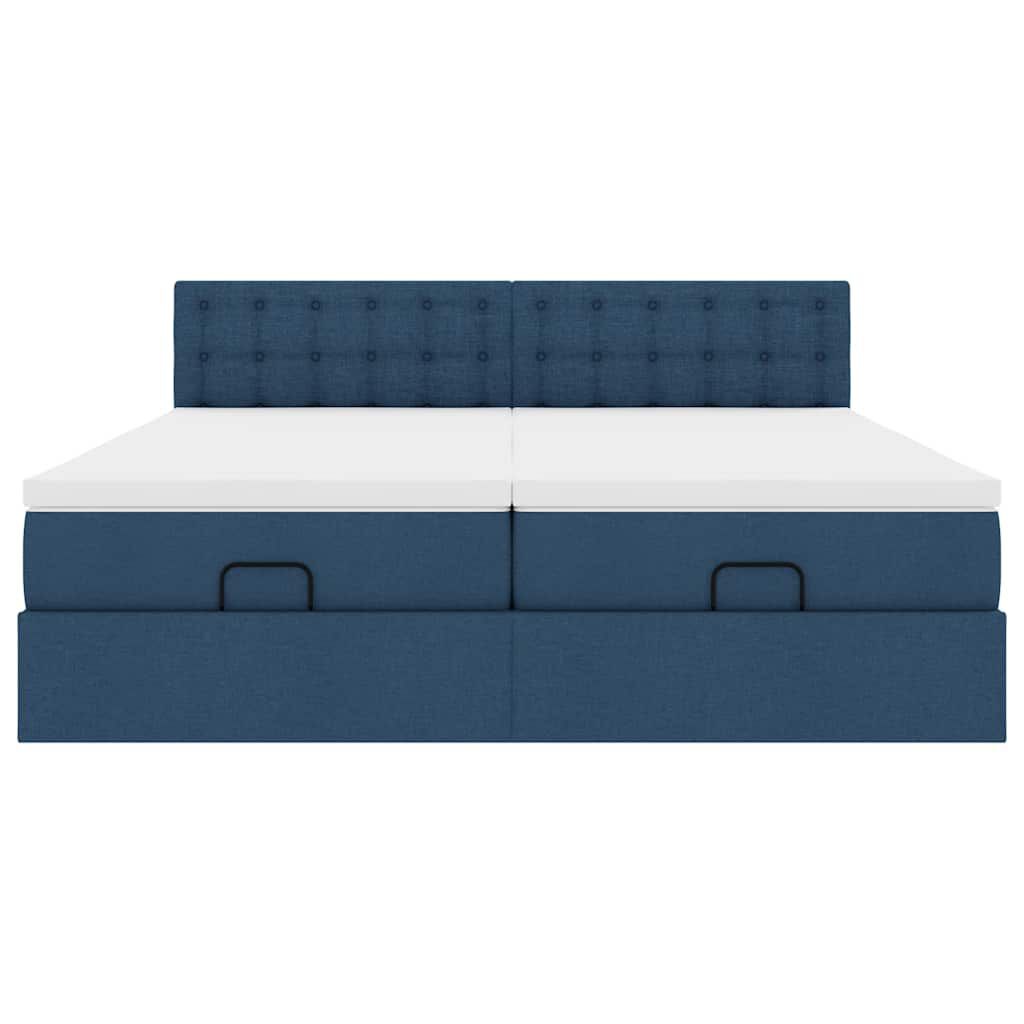vidaXL Οθωμανικό κρεβάτι με στρώματα μπλε 180x200cm ύφασμα