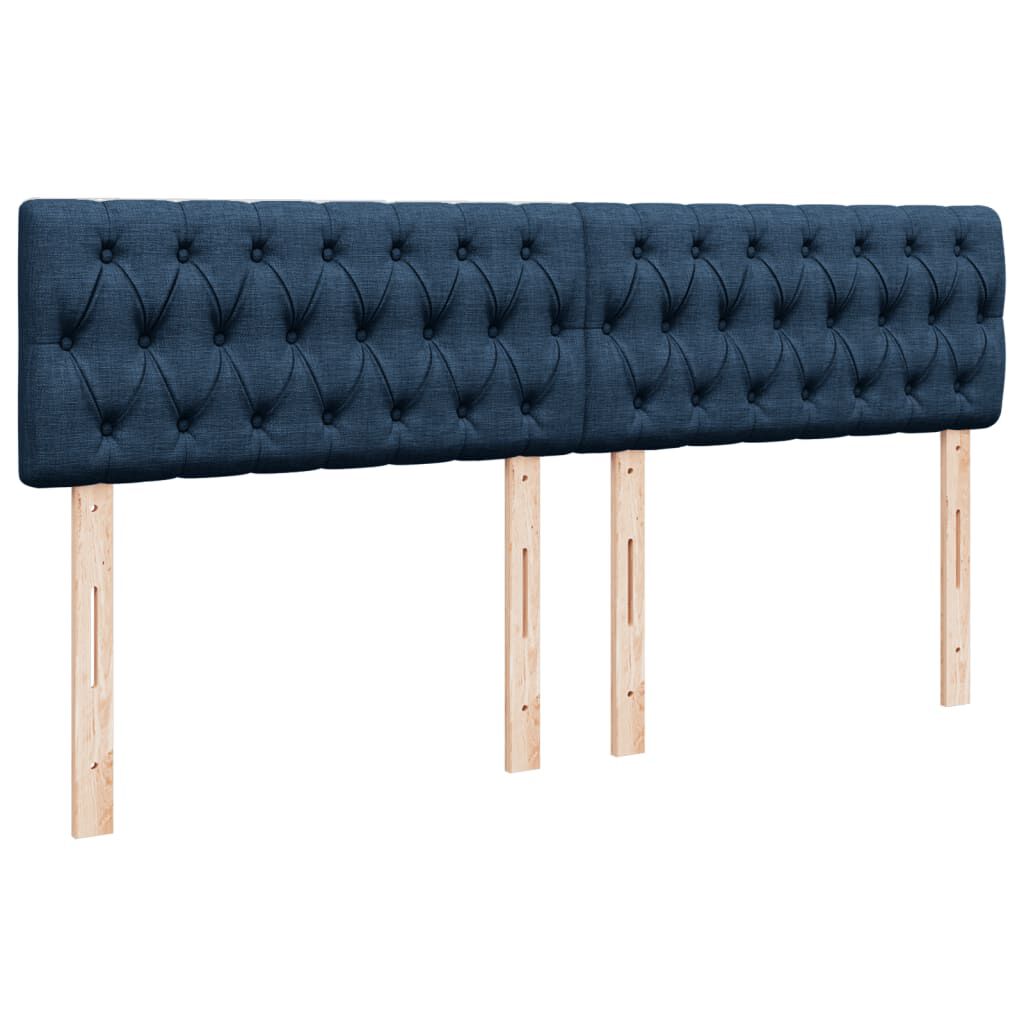vidaXL Κρεβάτι Boxspring με Στρώμα Μπλε 200x200 εκ. Υφασμάτινο