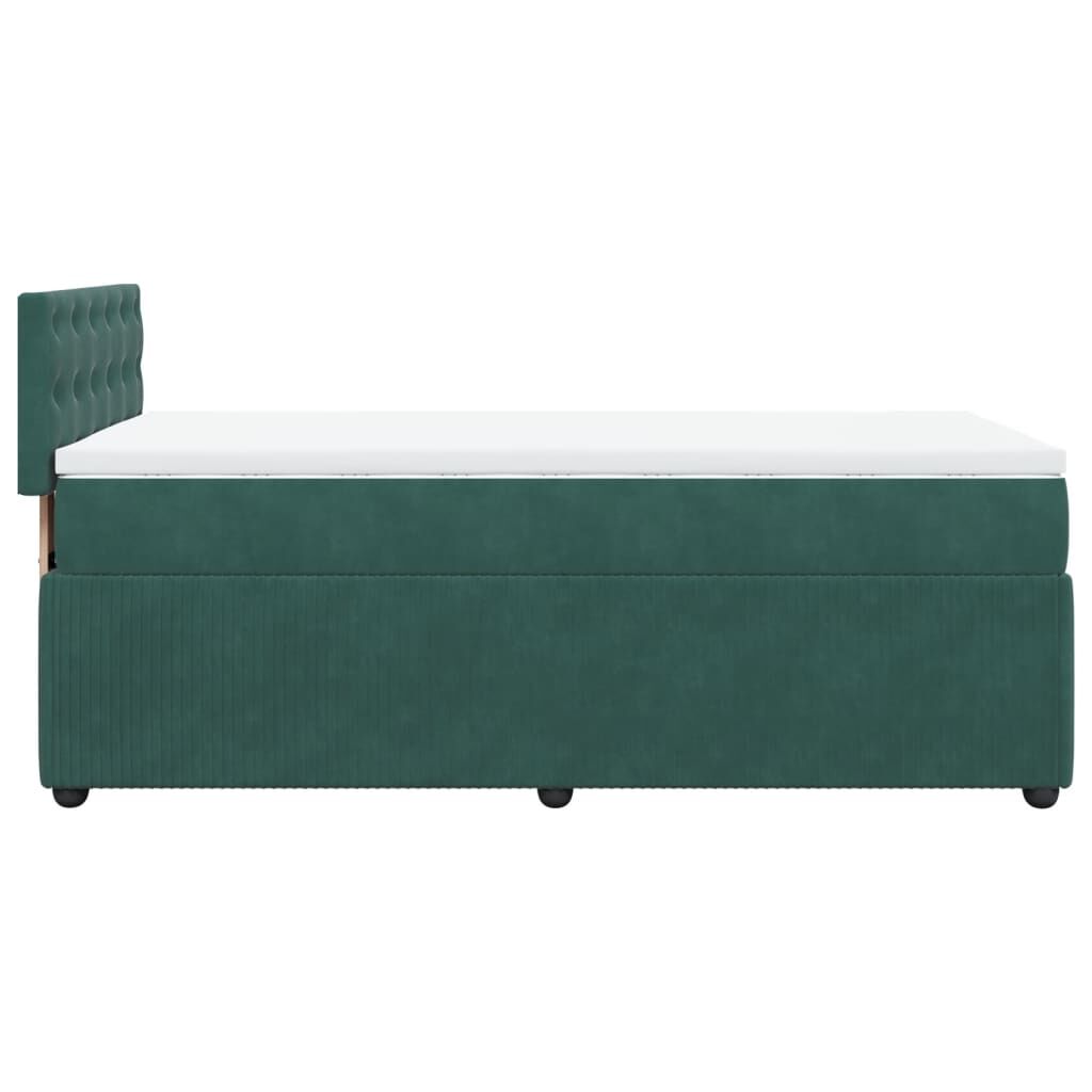 vidaXL Κρεβάτι Boxspring με Στρώμα Σκούρο Πράσινο 80x200 εκ. Βελούδινο