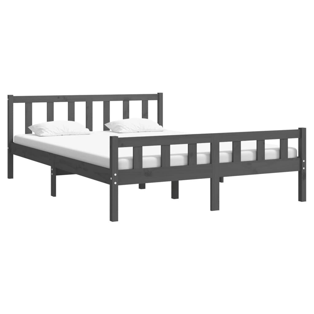 vidaXL Πλαίσιο Κρεβατιού Γκρι 150 x 200 εκ. Μασίφ Ξύλο King Size
