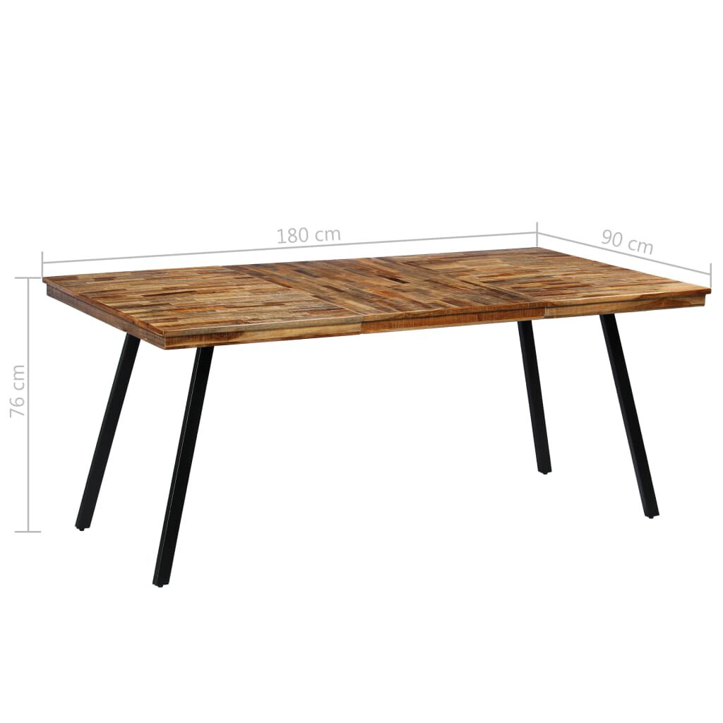 vidaXL Τραπεζαρία 180x90x76 εκ. από Ανακυκλωμένο Ξύλο Teak και Ατσάλι
