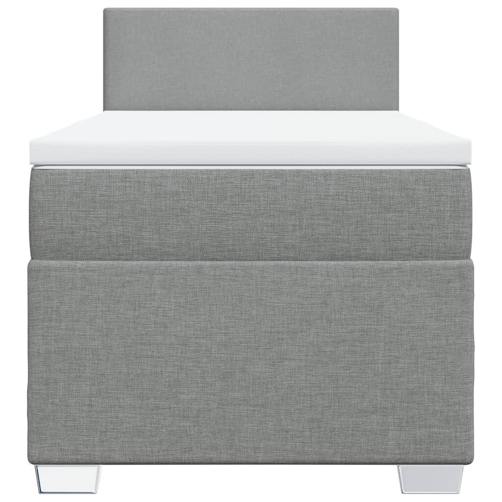 vidaXL Κρεβάτι Boxspring με Στρώμα Ανοιχτό Γκρι 90x190 εκ. Υφασμάτινο