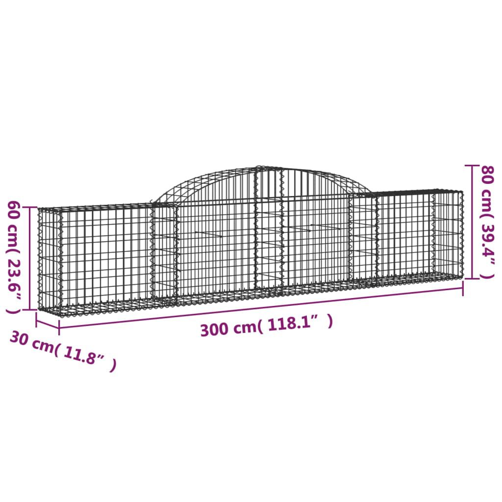 vidaXL Συρματοκιβώτια Τοξωτά 20 τεμ. 300x30x60/80 εκ. Γαλβαν. Ατσάλι