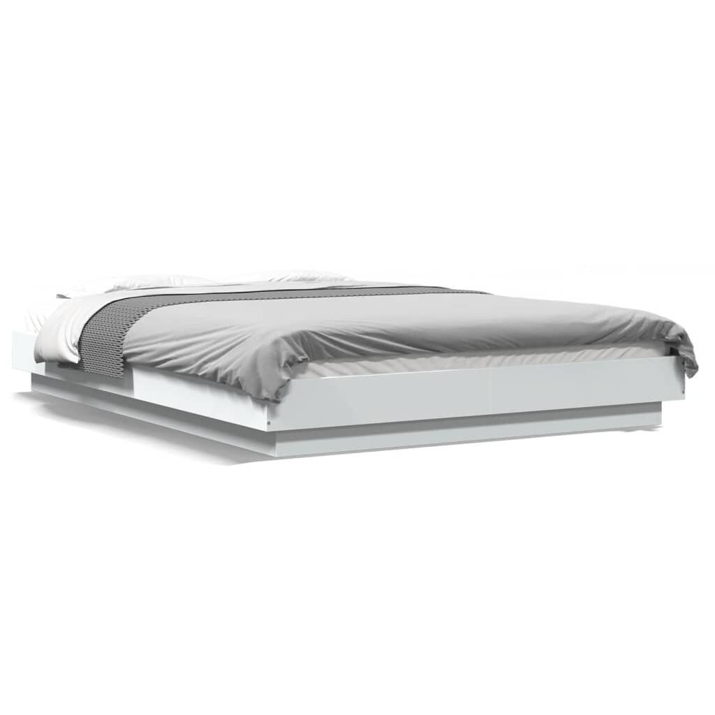 vidaXL Πλαίσιο Κρεβατιού με Φώτα LED Λευκό 120x200 εκ.Επεξ. Ξύλο