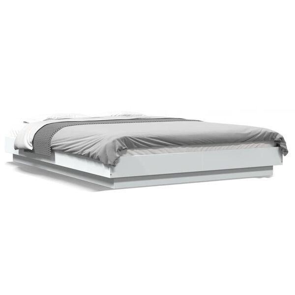 vidaXL Πλαίσιο Κρεβατιού με Φώτα LED Λευκό 120x200 εκ.Επεξ. Ξύλο