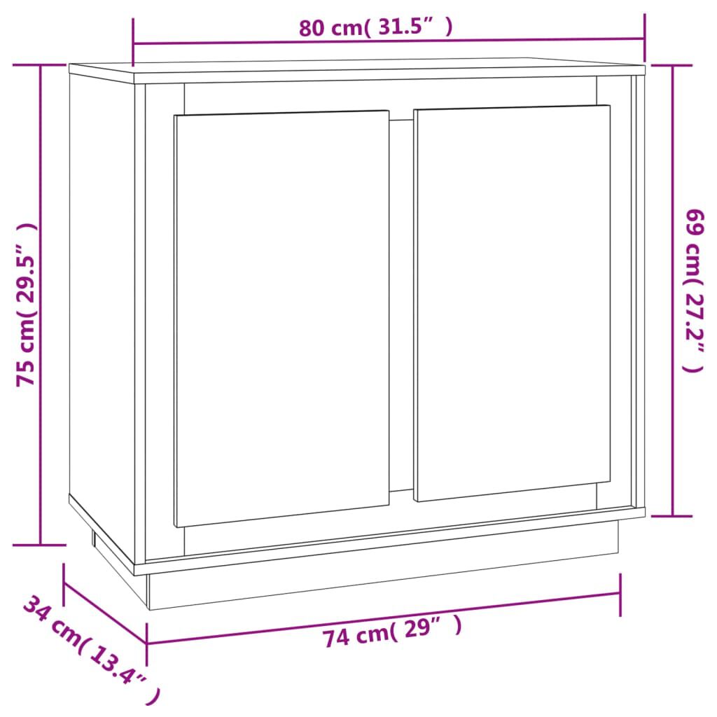 vidaXL Ντουλάπι Μαύρο 80 x 34 x 75 εκ. από Επεξεργασμένο Ξύλο