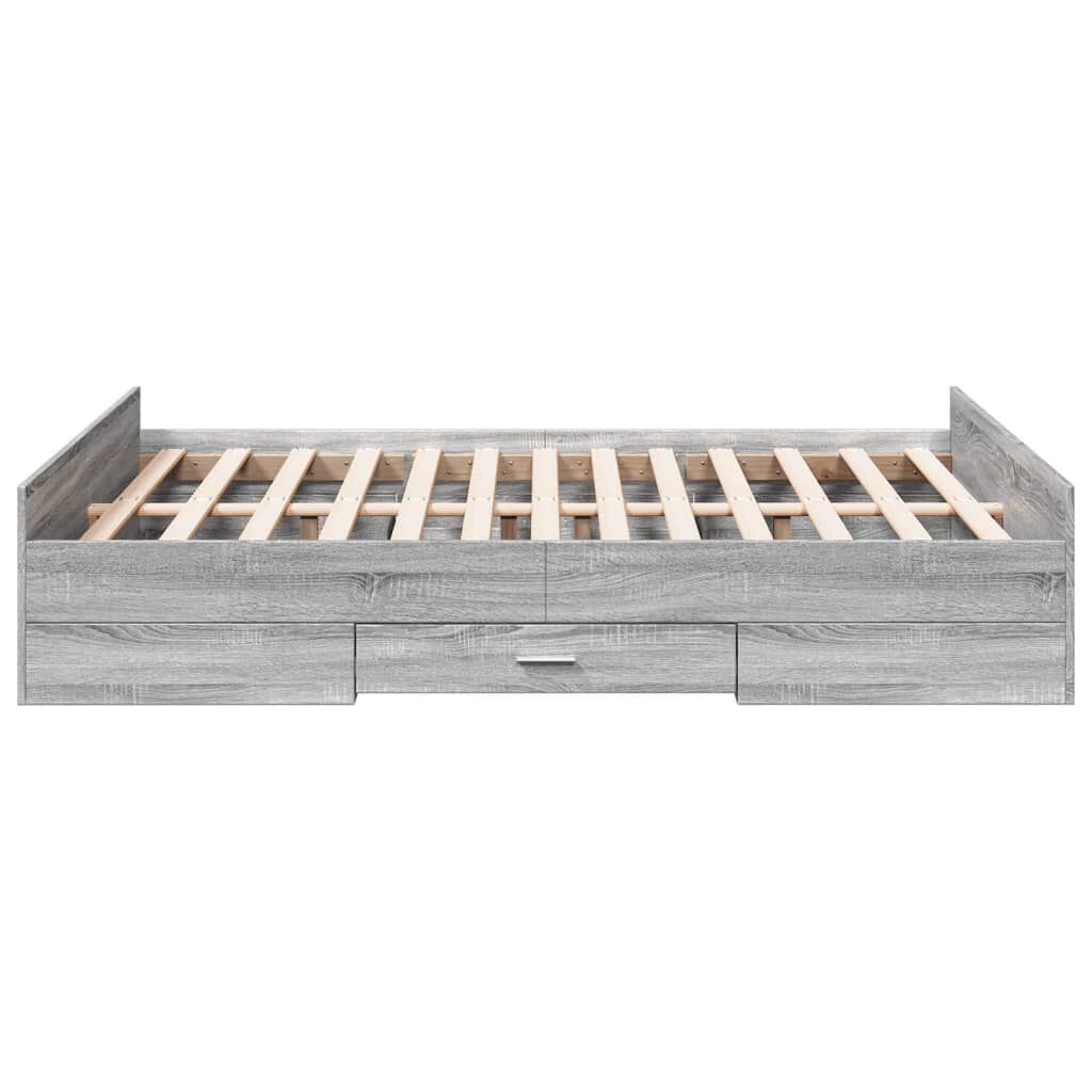 vidaXL Πλαίσιο Κρεβατιού με συρτάρια Γκρι sonoma 140x190εκ. Επεξ. Ξύλο