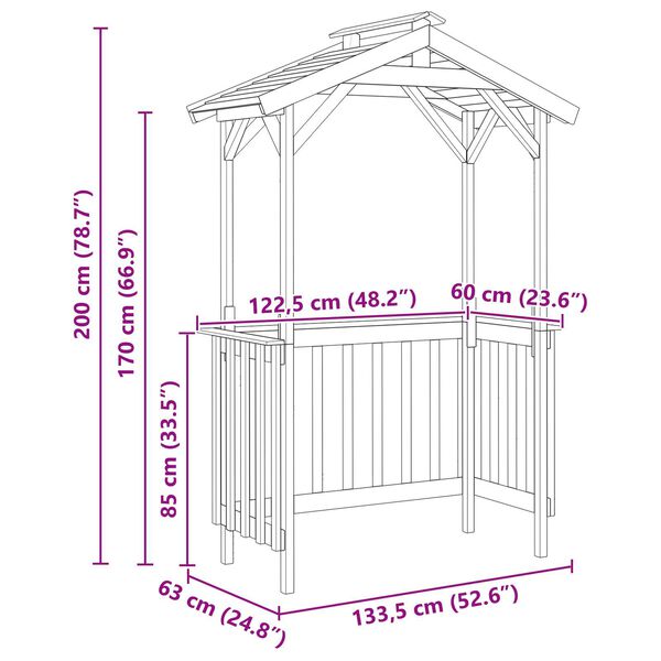 vidaXL BBQ Σκεπή 133.5x63x200 εκ. Επεξεργασμένο Ξύλο Πεύκου