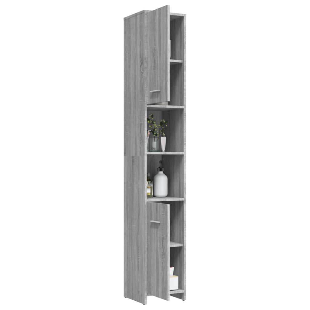 vidaXL Ντουλάπι Μπάνιου Γκρι Sonoma 30x30x183,5 εκ. Επεξεργασμένο Ξύλο