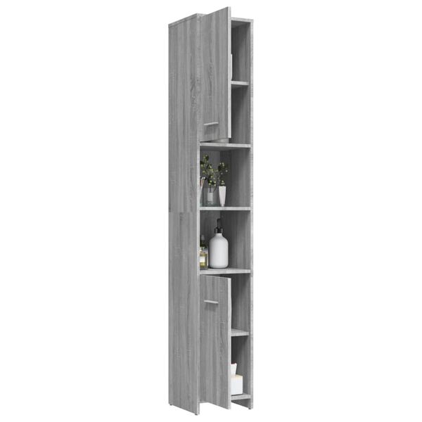 vidaXL Ντουλάπι Μπάνιου Γκρι Sonoma 30x30x183,5 εκ. Επεξεργασμένο Ξύλο