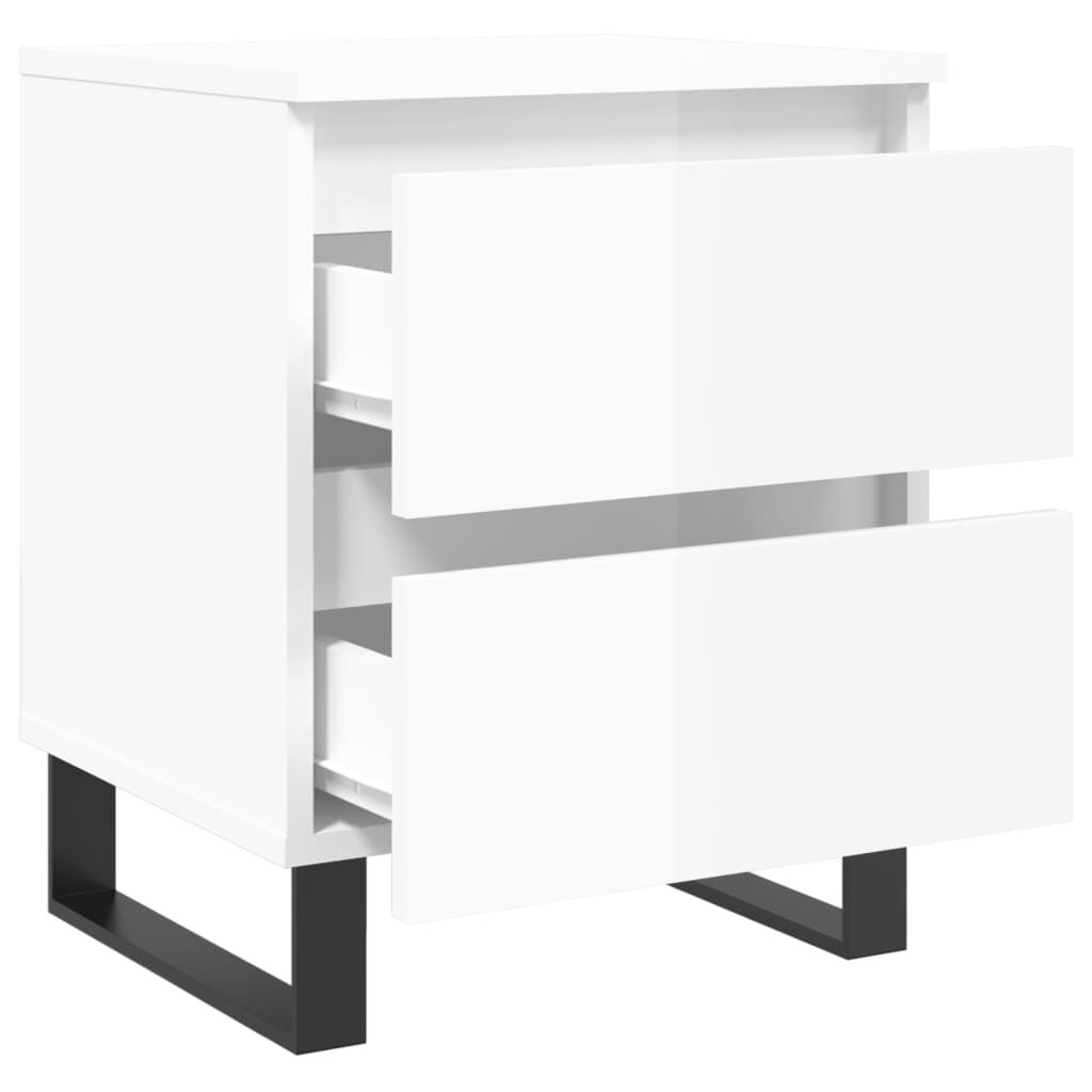 vidaXL Κομοδίνα 2 τεμ. Γυαλ. Λευκό 40 x 35 x 50 εκ. Επεξεργασμένο Ξύλο