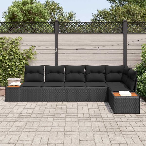 vidaXL Σετ Καναπέ Κήπου με μαξιλάρι 6 pcs Μαύρο Πολυ ράταν