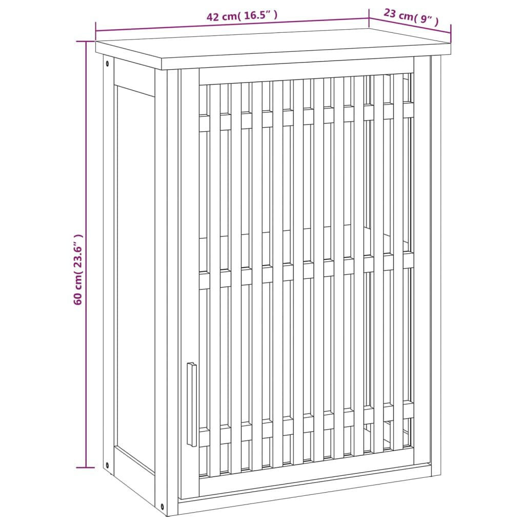 vidaXL Ντουλάπι Μπάνιου Επιτοίχιο 42x23x60 εκ. από Μασίφ Ξύλο Καρυδιάς