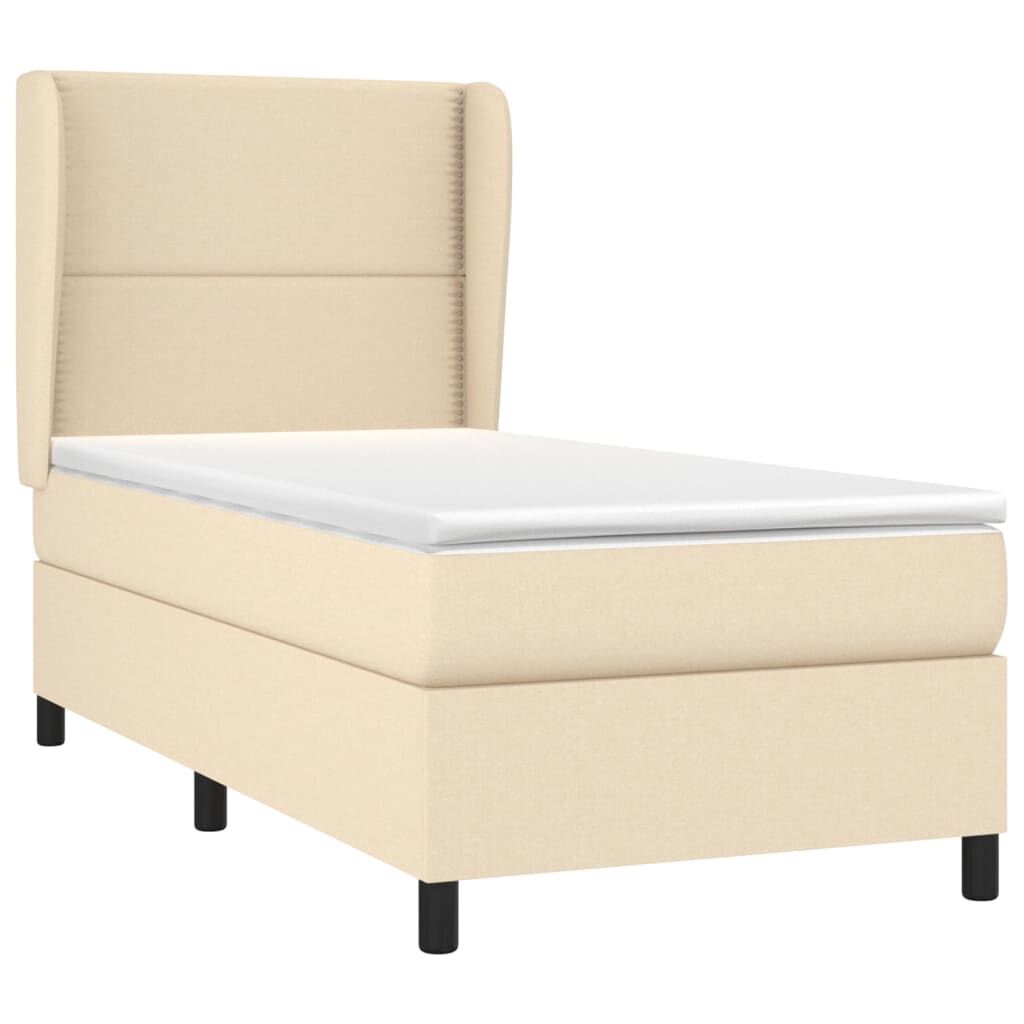 vidaXL Κρεβάτι Boxspring με Στρώμα Κρεμ 80 x 200 εκ. Υφασμάτινο