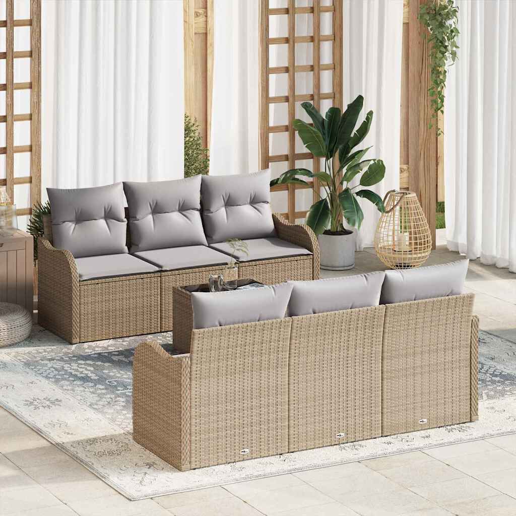 vidaXL Σετ Καναπέ Κήπου 7 pcs Μπεζ και Γκρι 55 x 55 x 37 εκ