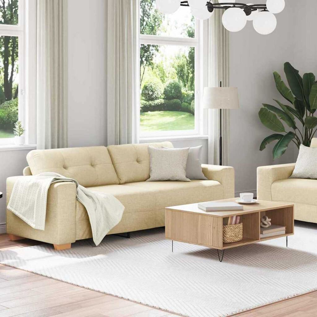 vidaXL Σετ Καναπέ με μαξιλάρι 2 pcs Κρεμ 221 x 78 x 80 εκ Ύφασμα