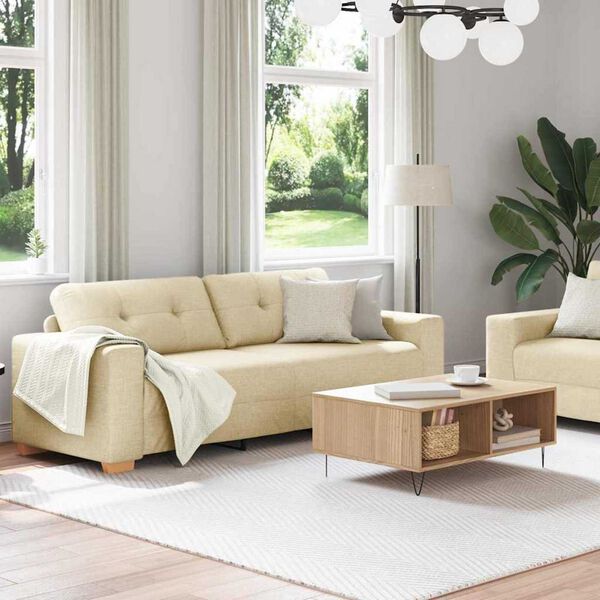 vidaXL Σετ Καναπέ με μαξιλάρι 2 pcs Κρεμ 221 x 78 x 80 εκ Ύφασμα