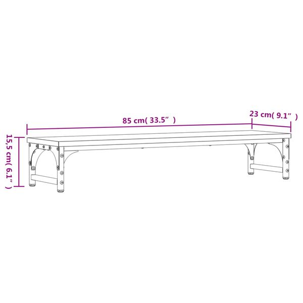 vidaXL Βάση Οθόνης Καπνιστή Δρυς 85x23x15,5 εκ. από Επεξεργασμένο Ξύλο
