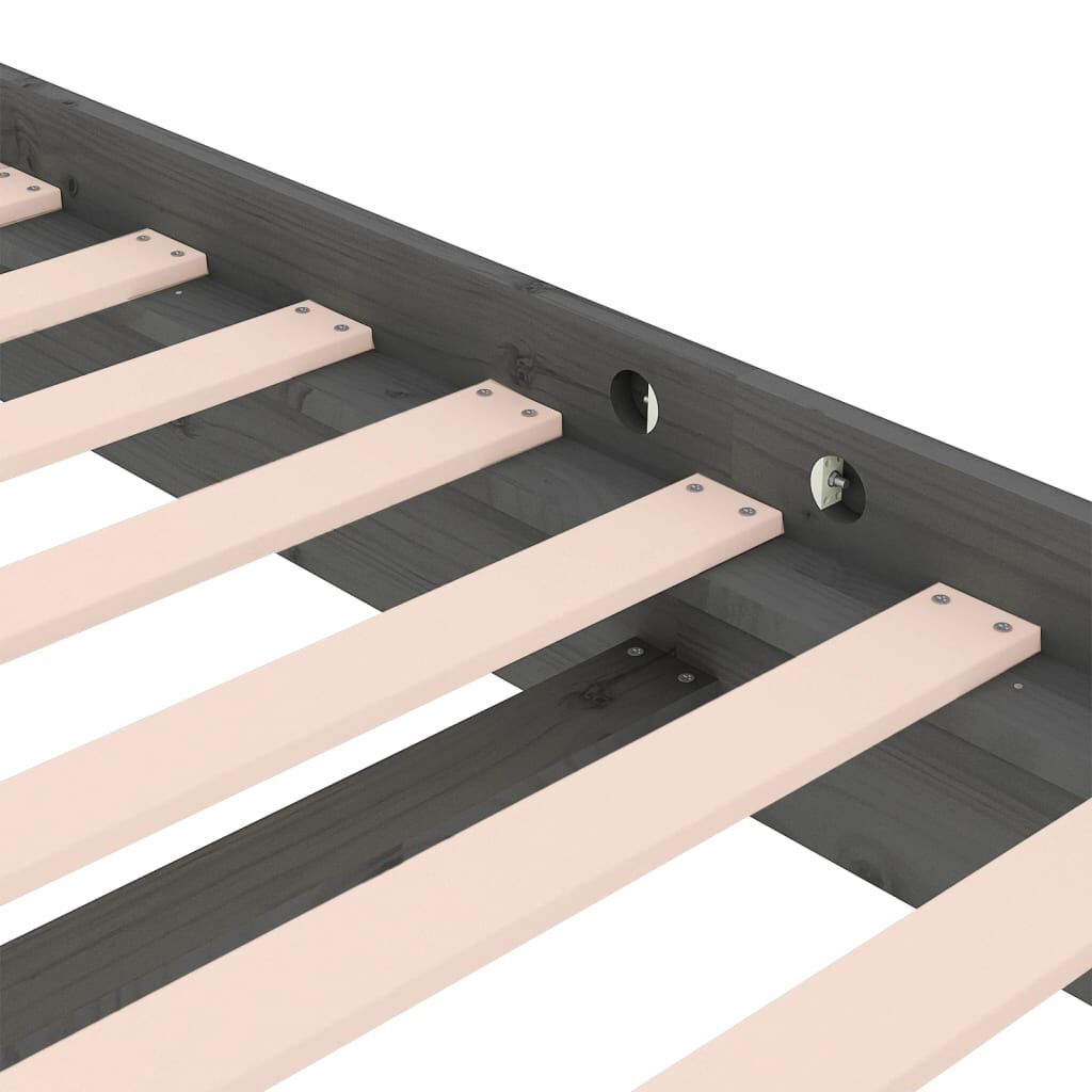 vidaXL Πλαίσιο Κρεβατιού Γκρι 120x190 εκ. Μασίφ Ξύλο Small Double