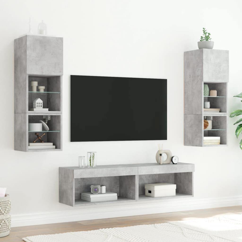 vidaXL Έπιπλο Τηλεόρασης με LED Γκρι Σκυροδέματος 60x30x30 εκ.
