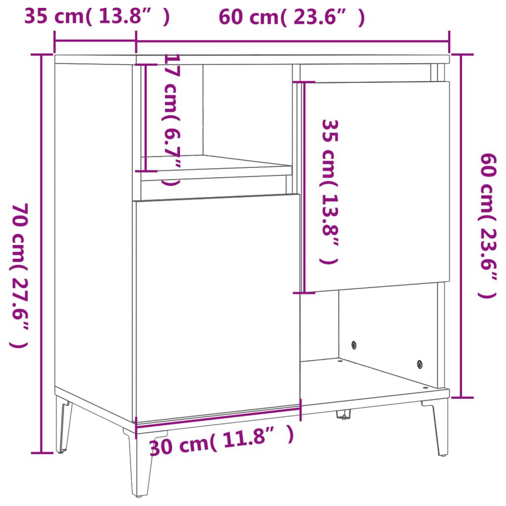 vidaXL Ντουλάπια 2 τεμ. Μαύρα 60x35x70 εκ. Επεξεργασμένο Ξύλο