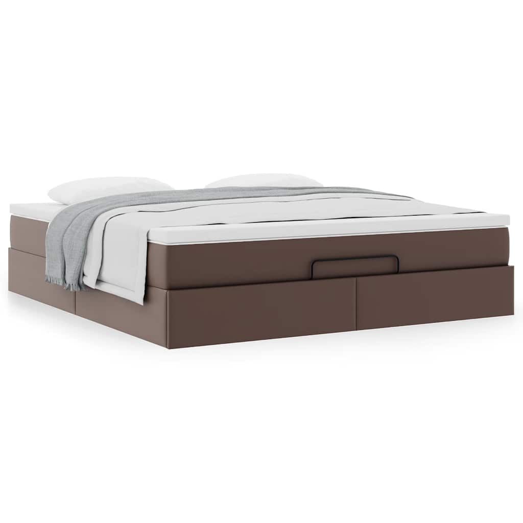 vidaXL Οθωμανικό κρεβάτι με στρώμα καφέ 180x200cm Faux Leather