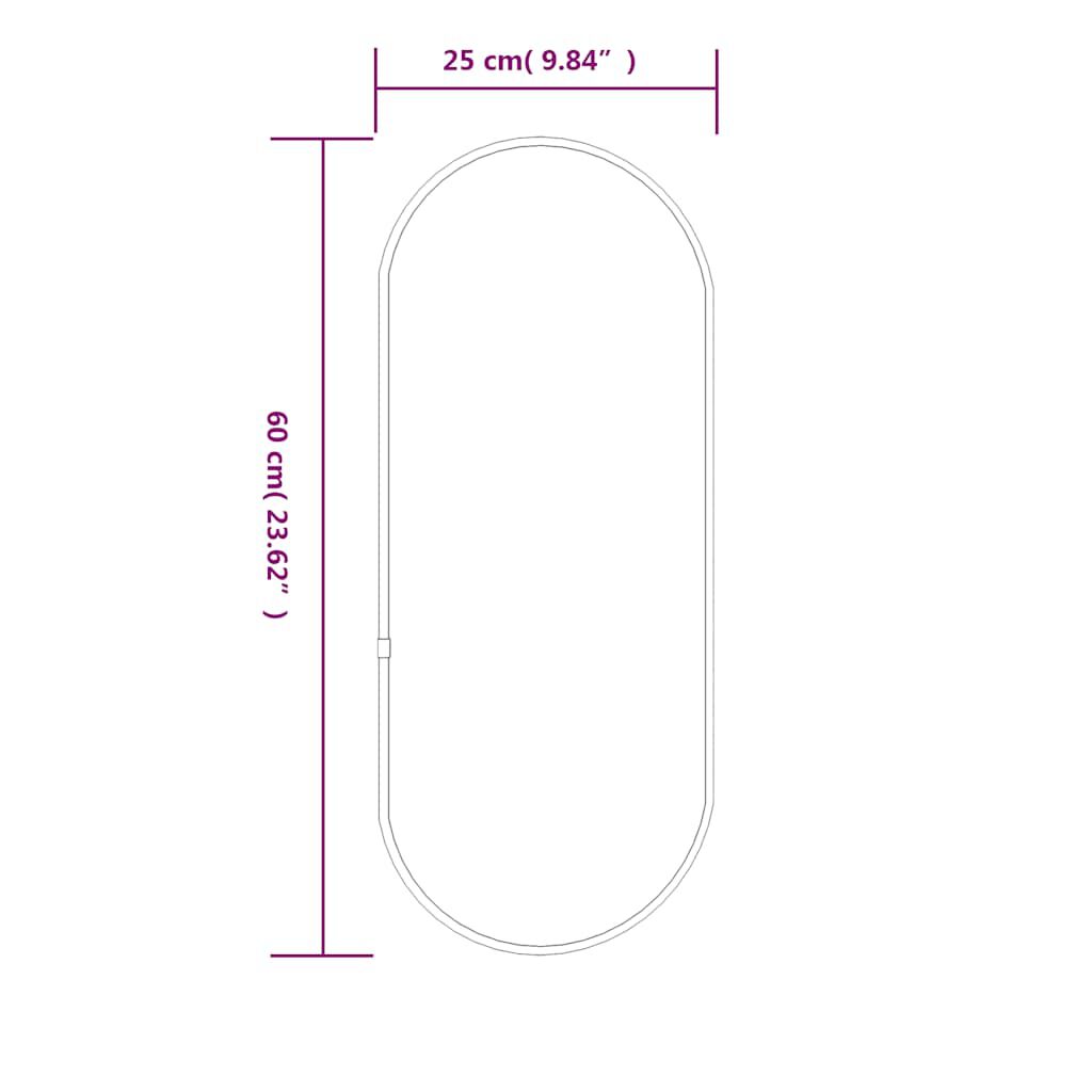 vidaXL Καθρέφτης Τοίχου Οβάλ Μαύρος 60x25 εκ.
