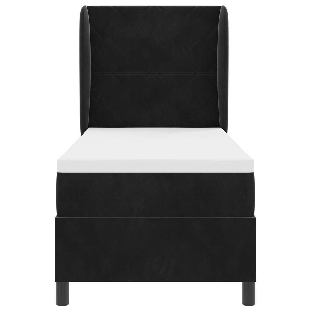vidaXL Κρεβάτι με ελατήρια με στρώμα Μαύρο 80 x 200 cm Βελούδο