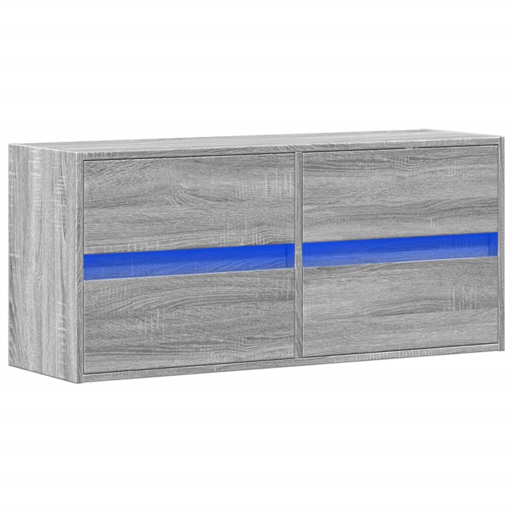 vidaXL Έπιπλο Τοίχου Τηλεόρασης με LED Γκρι Sonoma 100x31x45 εκ.
