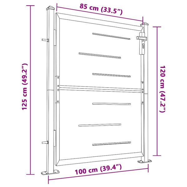 vidaXL Πόρτα Περίφραξης Κήπου 100 x 125 εκ. από Ανοξείδωτο Ατσάλι