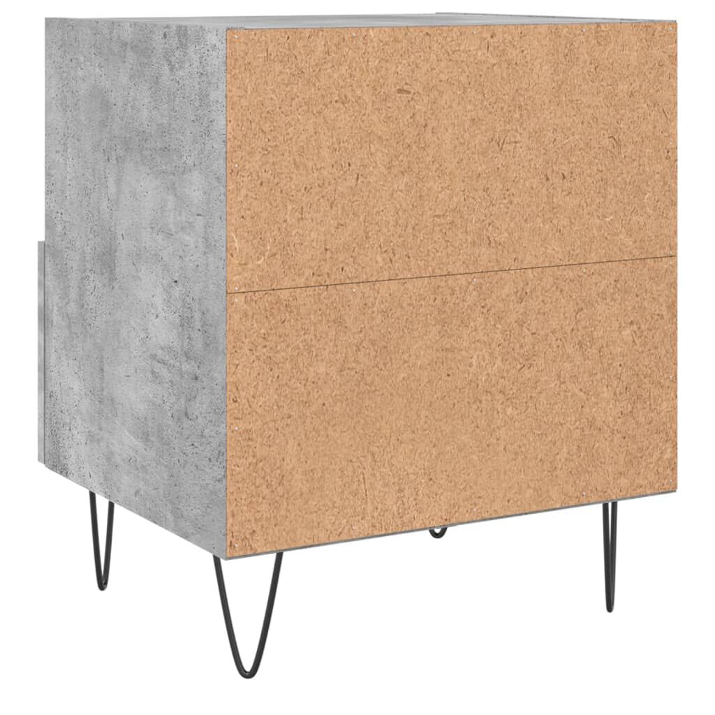vidaXL Κομοδίνα 2 τεμ. Γκρι Σκυροδεμ. 40 x 35 x 47,5 εκ. Επεξεργ. Ξύλο