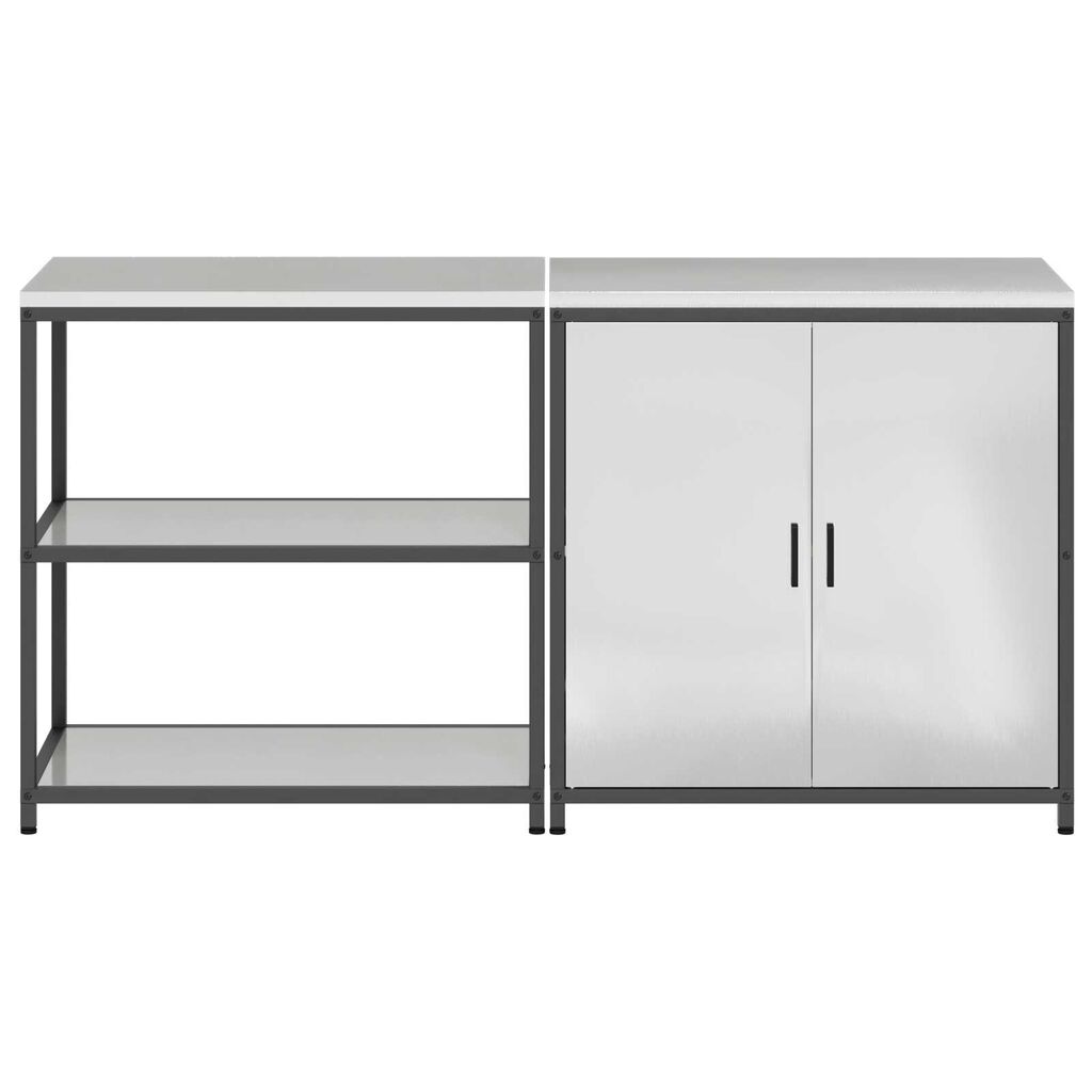 vidaXL Σετ Αποθήκευσης Κουζίνας με ράφι 2 pcs Ασημί 150 x 50 x 92 εκ.