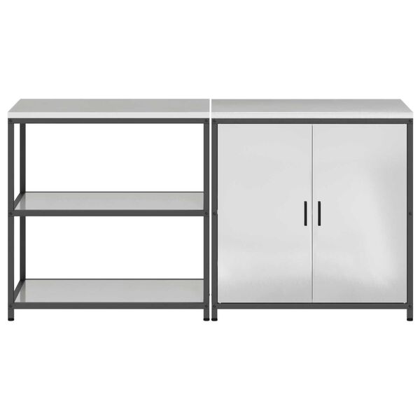 vidaXL Σετ Αποθήκευσης Κουζίνας με ράφι 2 pcs Ασημί 150 x 50 x 92 εκ.