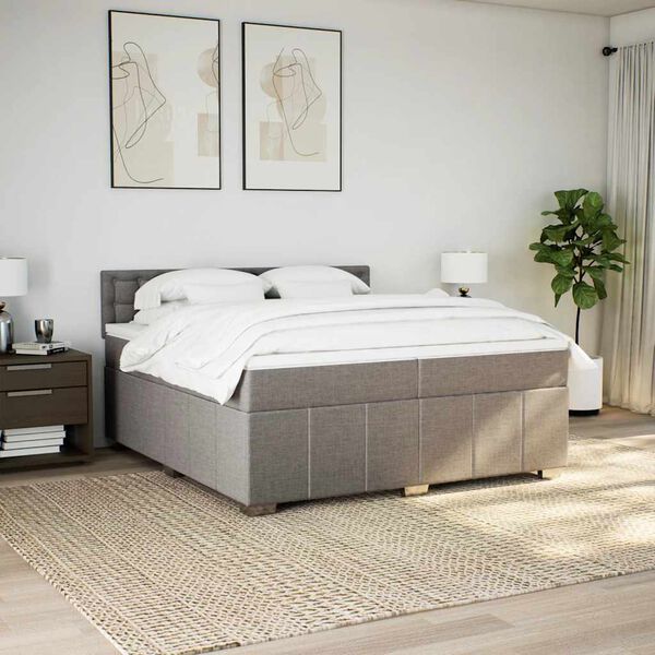 vidaXL &Kappa;&rho;&epsilon;&beta;ά&tau;&iota; Boxspring &mu;&epsilon; &Sigma;&tau;&rho;ώ&mu;&alpha; Taupe 200x200 &epsilon;&kappa;. &Upsilon;&phi;&alpha;&sigma;&mu;ά&tau;&iota;&nu;&omicron;