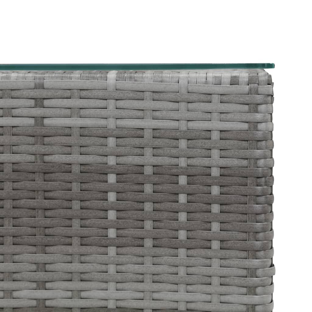 vidaXL Τραπεζάκι Γκρι 35x35x52 εκ. Συνθετ. Ρατάν με Γυάλινη Επιφάνεια
