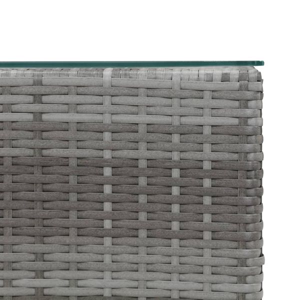 vidaXL Τραπεζάκι Γκρι 35x35x52 εκ. Συνθετ. Ρατάν με Γυάλινη Επιφάνεια