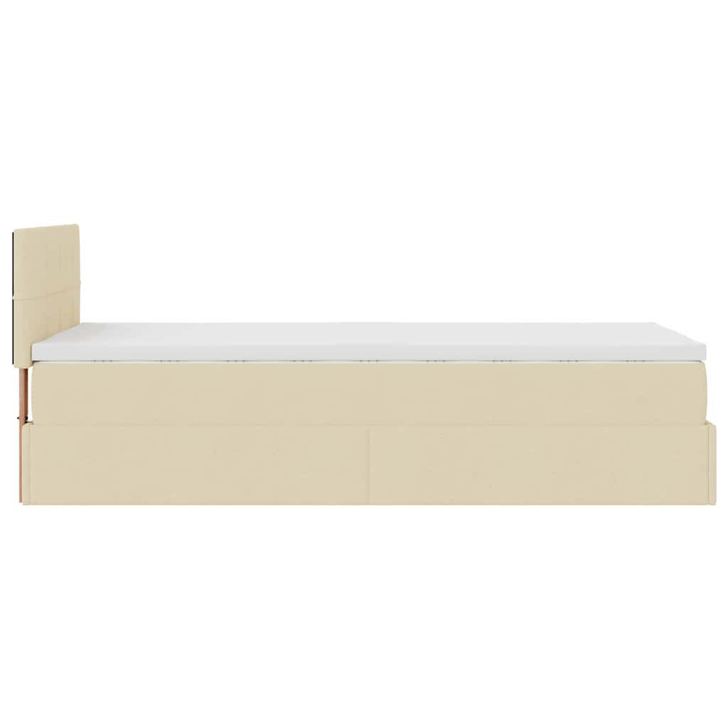 vidaXL Οθωμανικό κρεβάτι με στρώμα & LEDs Cream 100x200 cm Ύφασμα