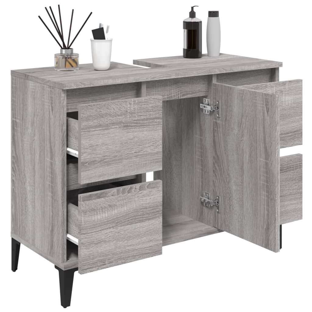 vidaXL Ντουλάπι Νιπτήρα Γκρι Sonoma 80 x 33 x 60εκ. Επεξεργασμένο Ξύλο