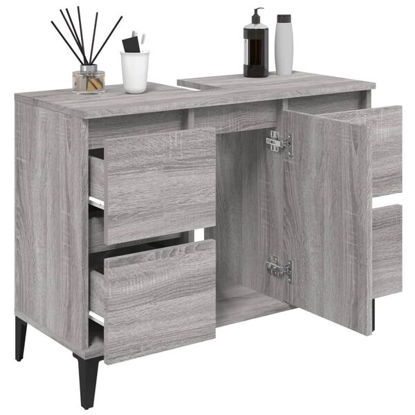 vidaXL Ντουλάπι Νιπτήρα Γκρι Sonoma 80 x 33 x 60εκ. Επεξεργασμένο Ξύλο