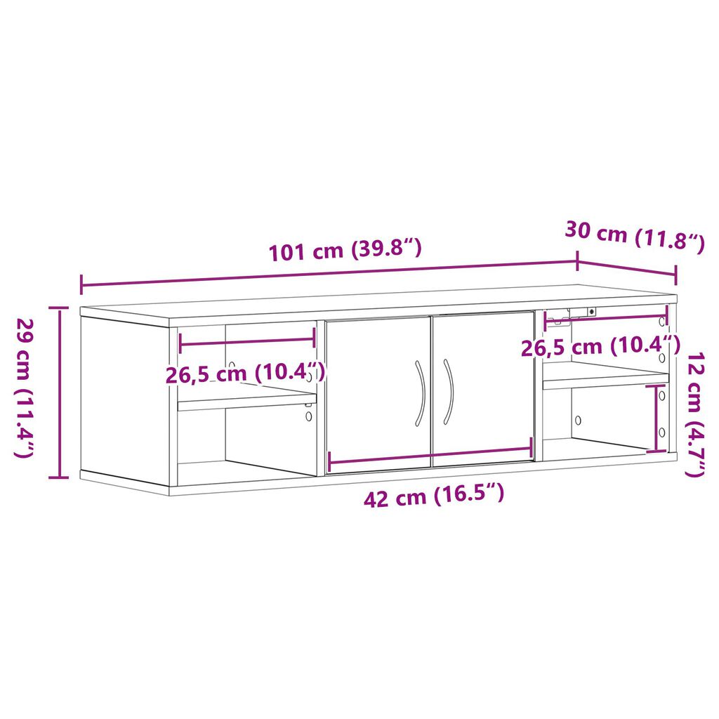 vidaXL Επιτοίχια Ράφα Μαύρη Δρυς 140x41x75 εκ. Επεξεργασμένο Ξύλο