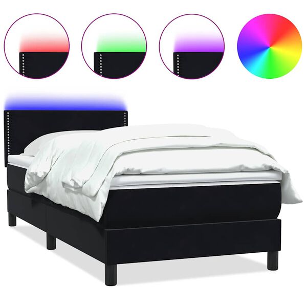 vidaXL &Kappa;&rho;&epsilon;&beta;ά&tau;&iota; Boxspring &mu;&epsilon; &Sigma;&tau;&rho;ώ&mu;&alpha; & LED &Mu;&alpha;ύ&rho;&omicron; 90x220 &epsilon;&kappa;. &Beta;&epsilon;&lambda;&omicron;ύ&delta;&iota;&nu;&omicron;