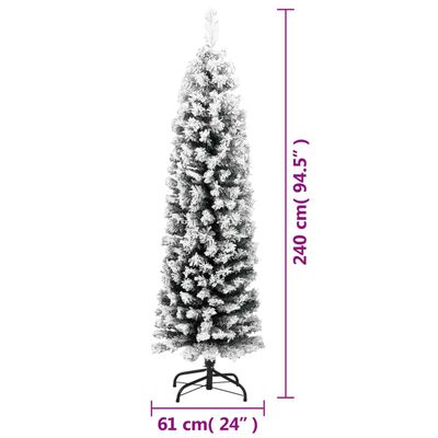 vidaXL Χριστουγεννιάτικο Δέντρο Τεχνητό Slim Χιόνι Πράσινο 240εκ PVC