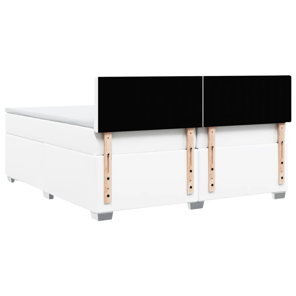 vidaXL Κρεβάτι Boxspring με Στρώμα Λευκό 200x200 εκ. Συνθετικό Δέρμα