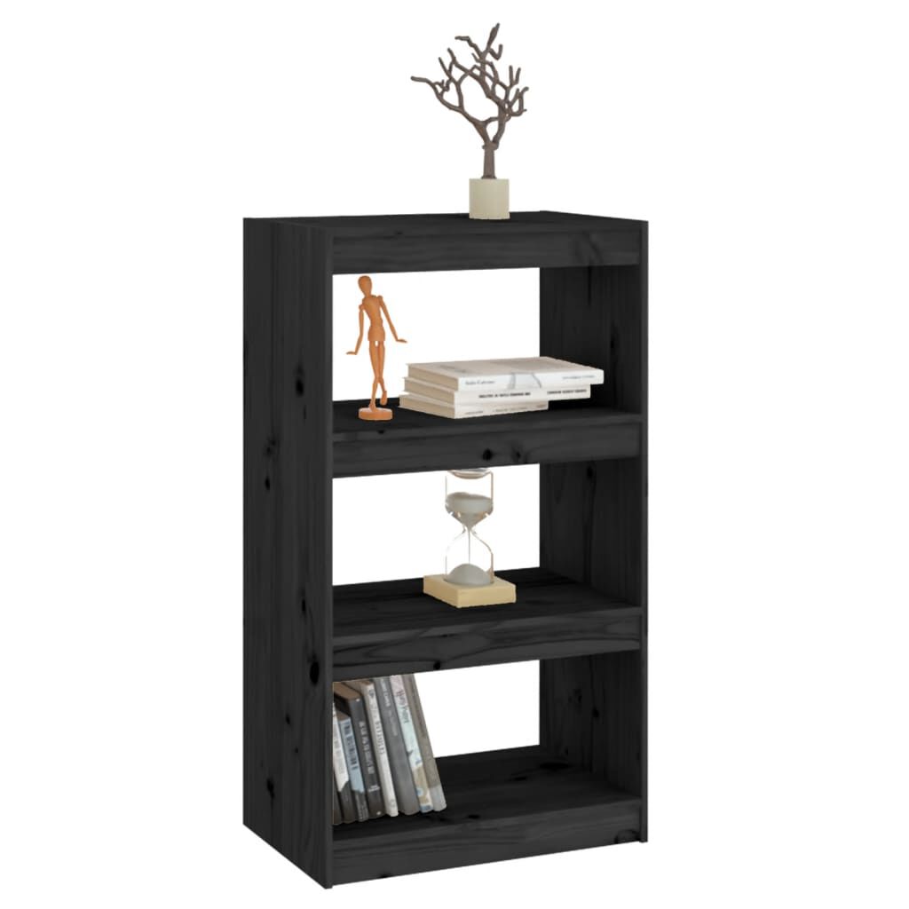 vidaXL Βιβλιοθήκη/Διαχωριστικό Χώρου Μαύρη 60x30x103,5 εκ. Μασίφ Πεύκο