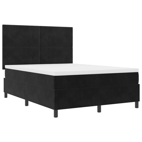 Κρεβάτι Box Spring vidaXL με Στρώμα Μαύρο 160x200 cm Βελούδο