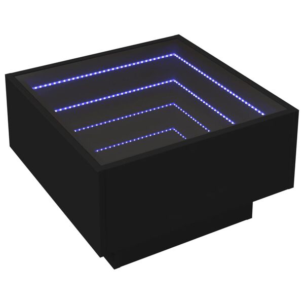 vidaXL Τραπεζάκι Σαλονιού με LED Μαύρο 50x50x30 εκ. Επεξεργασμένο Ξύλο