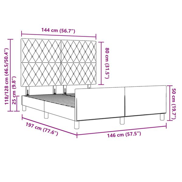 vidaXL Σκελετός Κρεβατιού με κεφαλάρι Μαύρο 140 x 190 cm Βελούδο