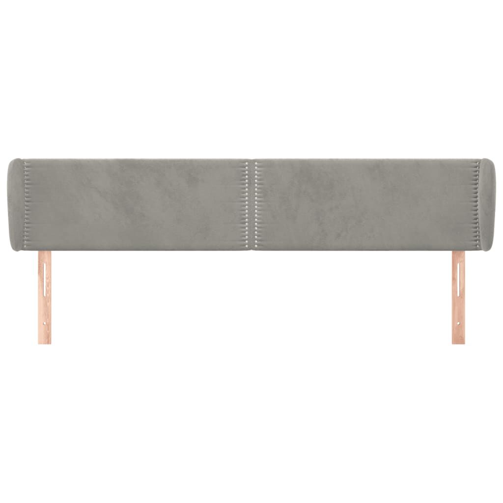 vidaXL Κεφαλάρι με Πτερύγια Ανοιχτό Γκρι 183x23x78/88 εκ. Βελούδινο