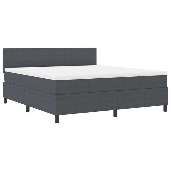 vidaXL Κρεβάτι Box Spring με Στρώμα & LED Σκοτεινό Γκρι Ύφασμα Κοτλέ